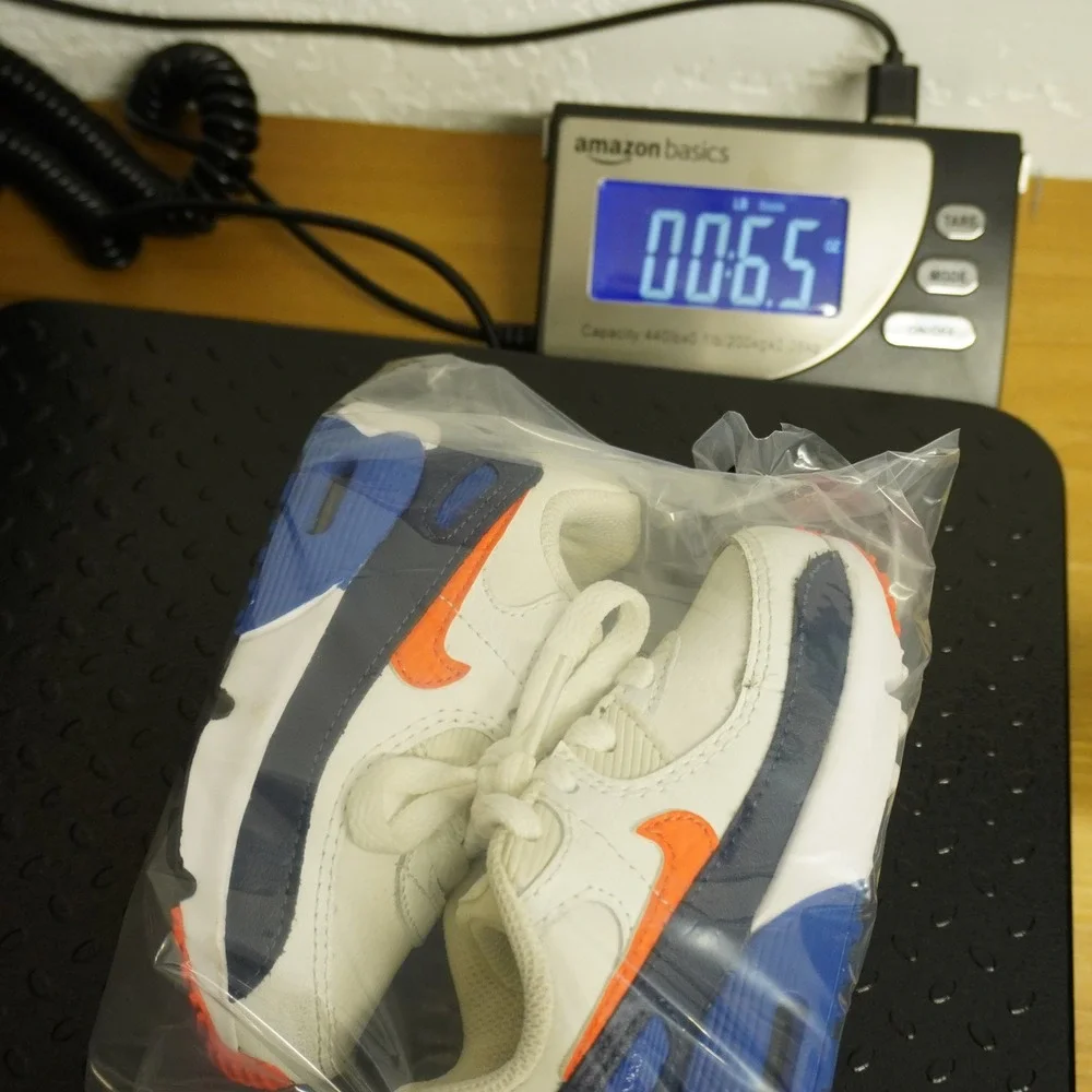 Nike Air Max 90 Toddler 6C White Navy Orange Sneakers CD6868-120 Toddler Shoes